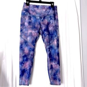 Evolution & Creation Tie Dye Pink Blue Purple Yoga Pant Legging W-Pockets Sz XL